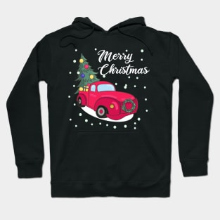 Merry Christmas Retro Vintage Red Truck Hoodie